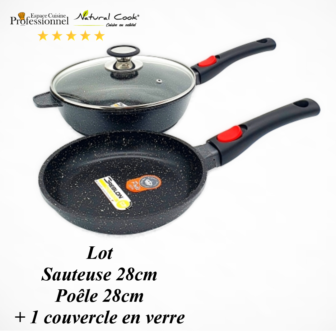 Lot Poêle/Sauteuse 28cm Natural Cook Professionnel