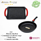 Plancha grill 48x28cm-  Poêle 28cm Espace Cuisine Professionnel