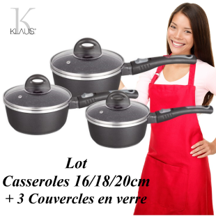 Lot 3 casseroles 16 18 20cm Espace Cuisine Professionnel